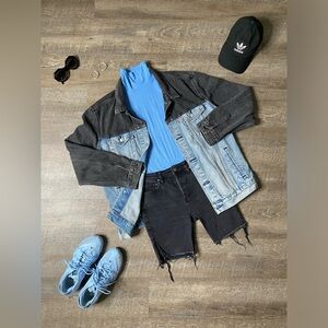 We The Free Avery Raw Hem Black Denim Bermuda Shorts